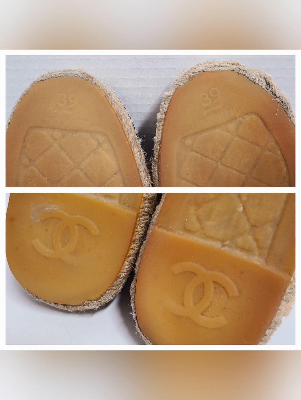 Chanel CC Logo Navy & Black Lambskin Leather Espadrilles Flats Sz 39 US 8 - Picture 12 of 16